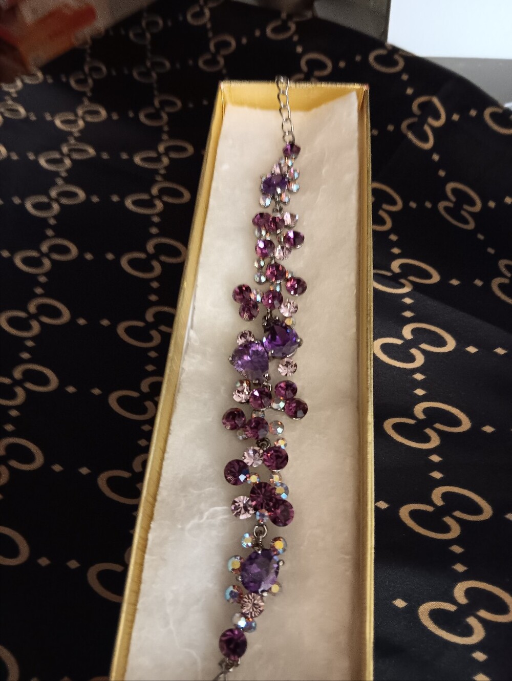 Vintage Purple Crystal Cluster Bracelet - Women Jewelry